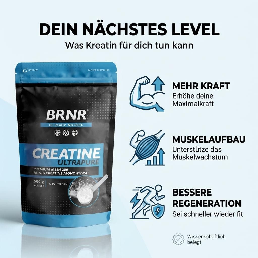 BRNR Creatin Monohydrat Pulver, 500g – Bild 2
