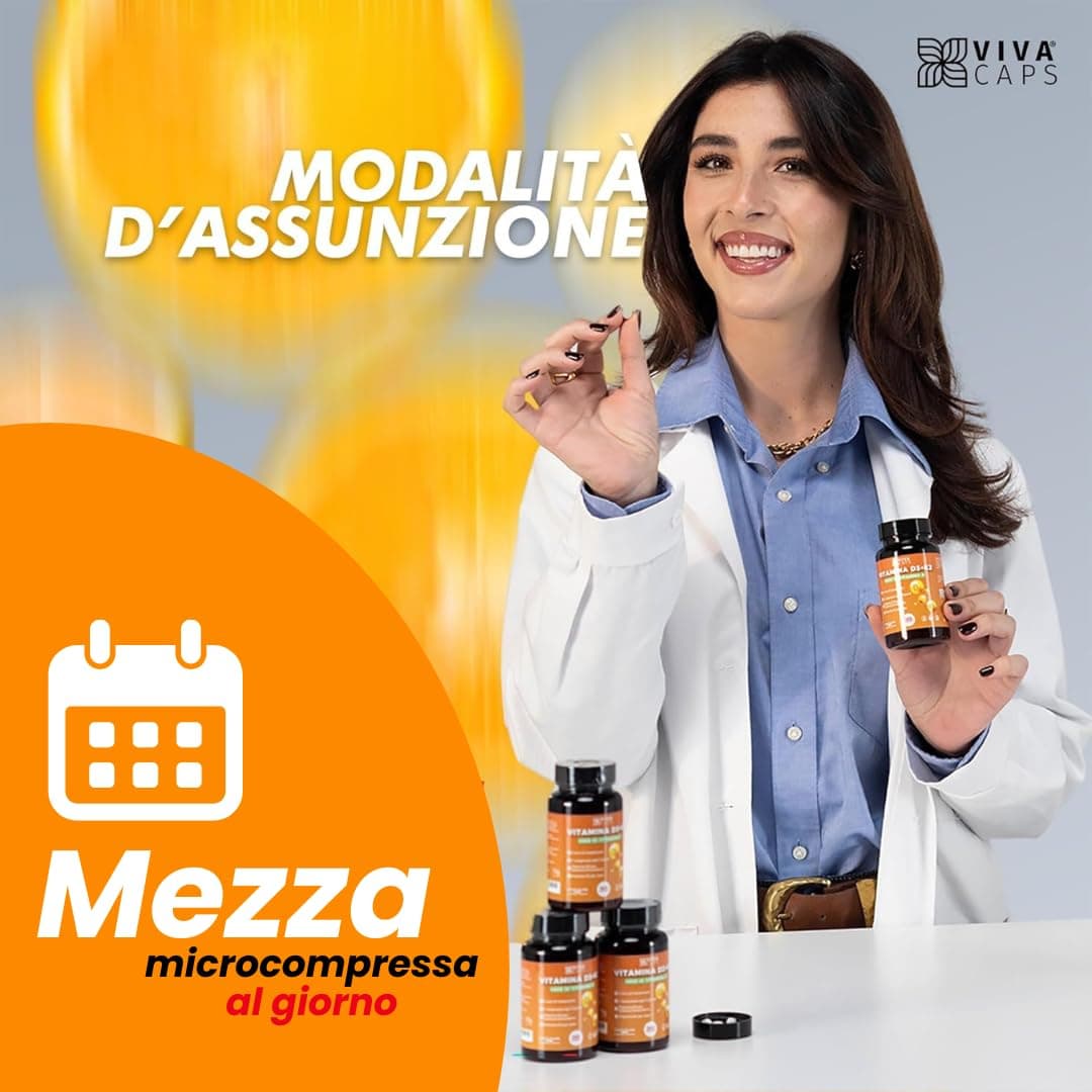 VIVACAPS Vitamina d3 k2 mk7 vegana alto dosaggio 365 Micro compresse – Bild 2