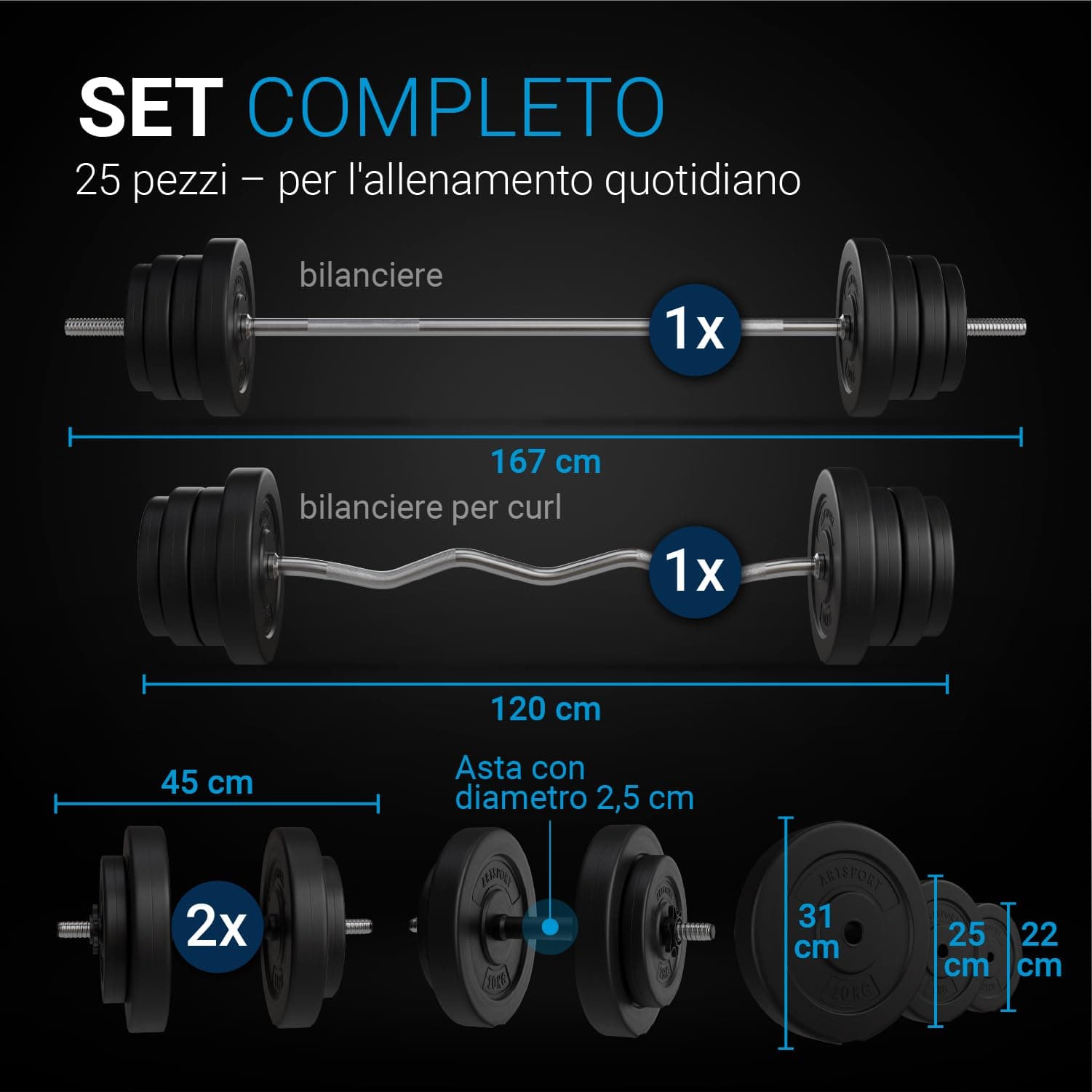 ArtSport set di manubri corti 3in1 con 2 manubri – Bild 5