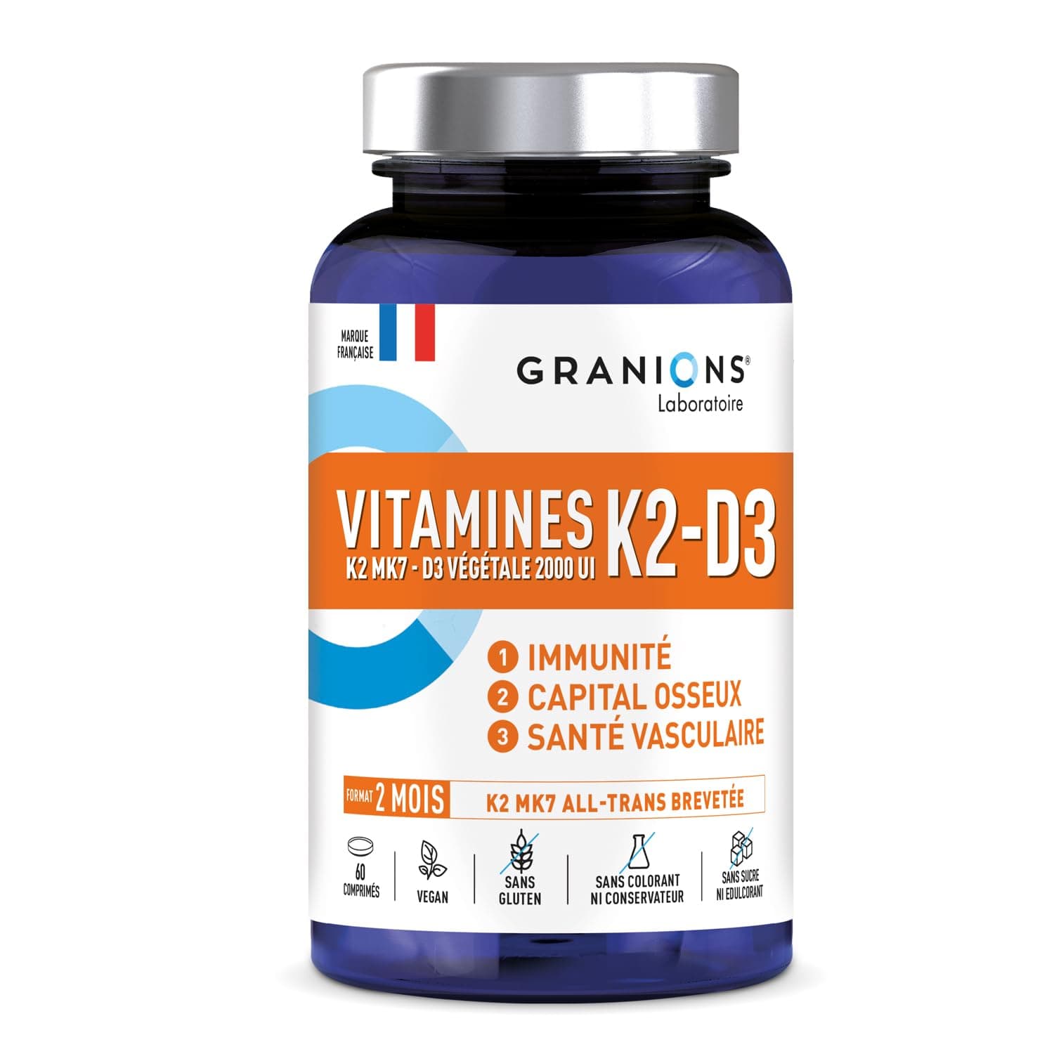 Granions GRANIONS VITAMINE D3 K2 MK7 - Vitamine D3 2000 UI + K2 200 mg