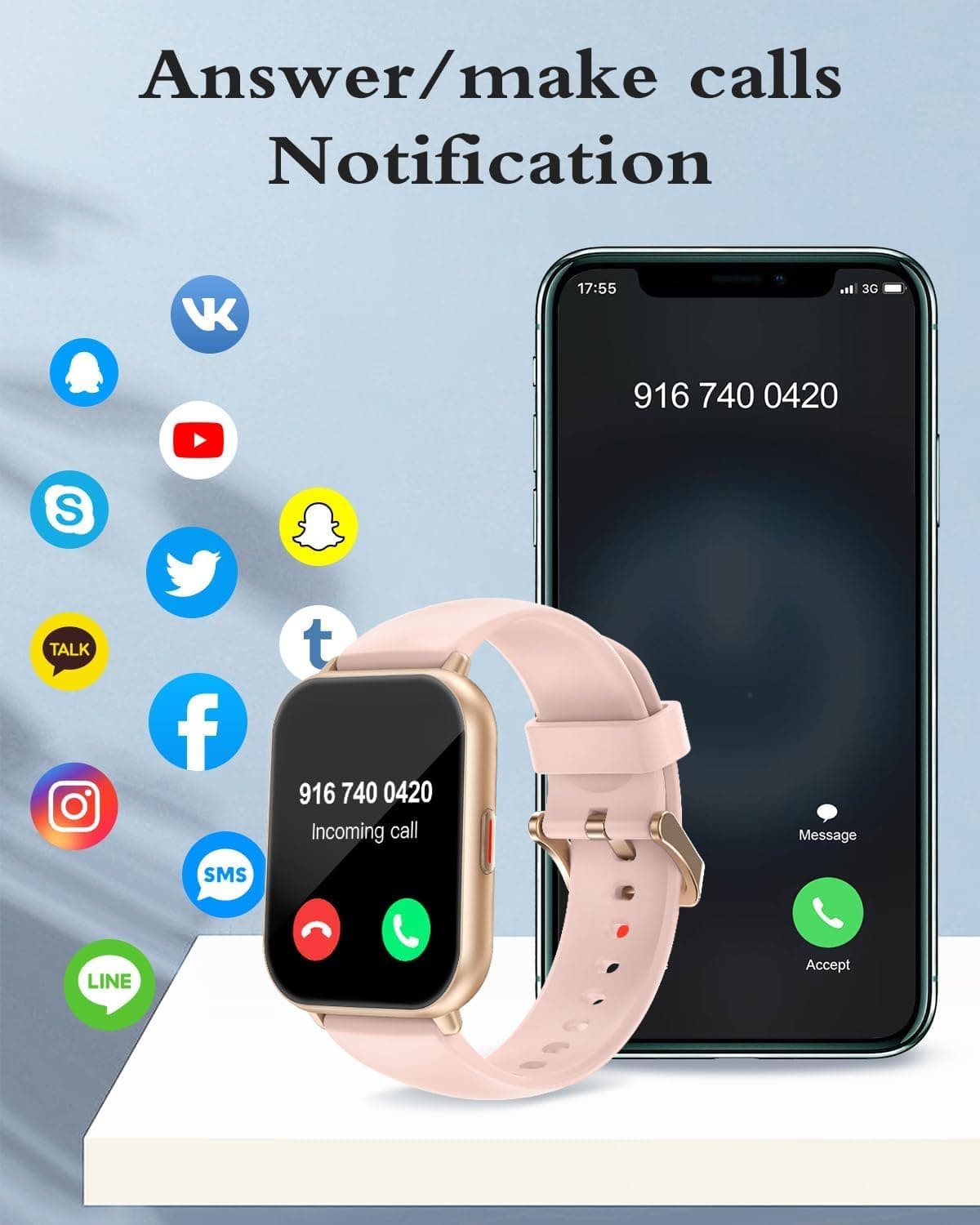 RUIMEN Montre Connectée Femme Appel Bluetooth Lecteur de – Bild 2