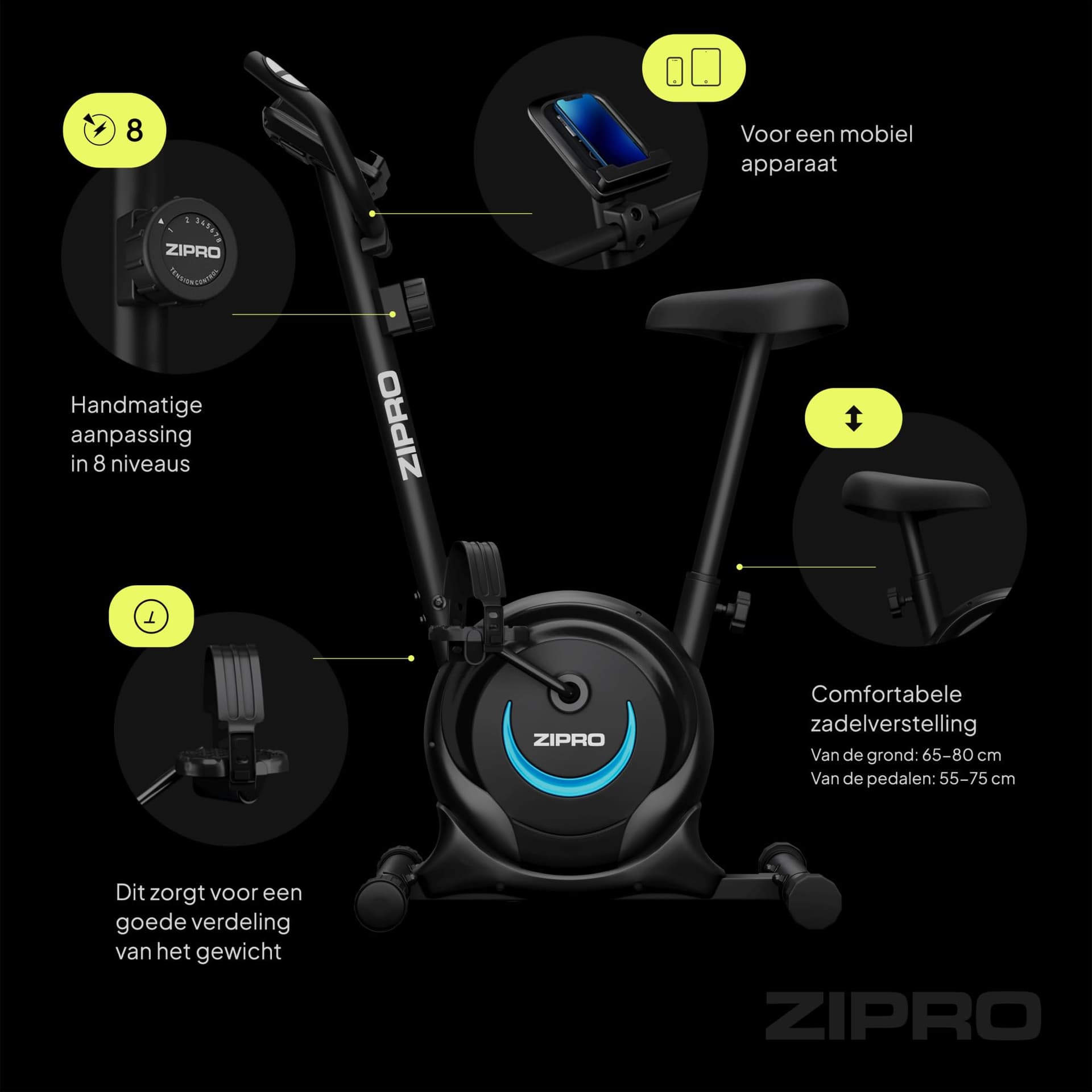 ZIPRO Cyclette da Casa con 8 Livelli di Resistenza Magnetica – Bild 3
