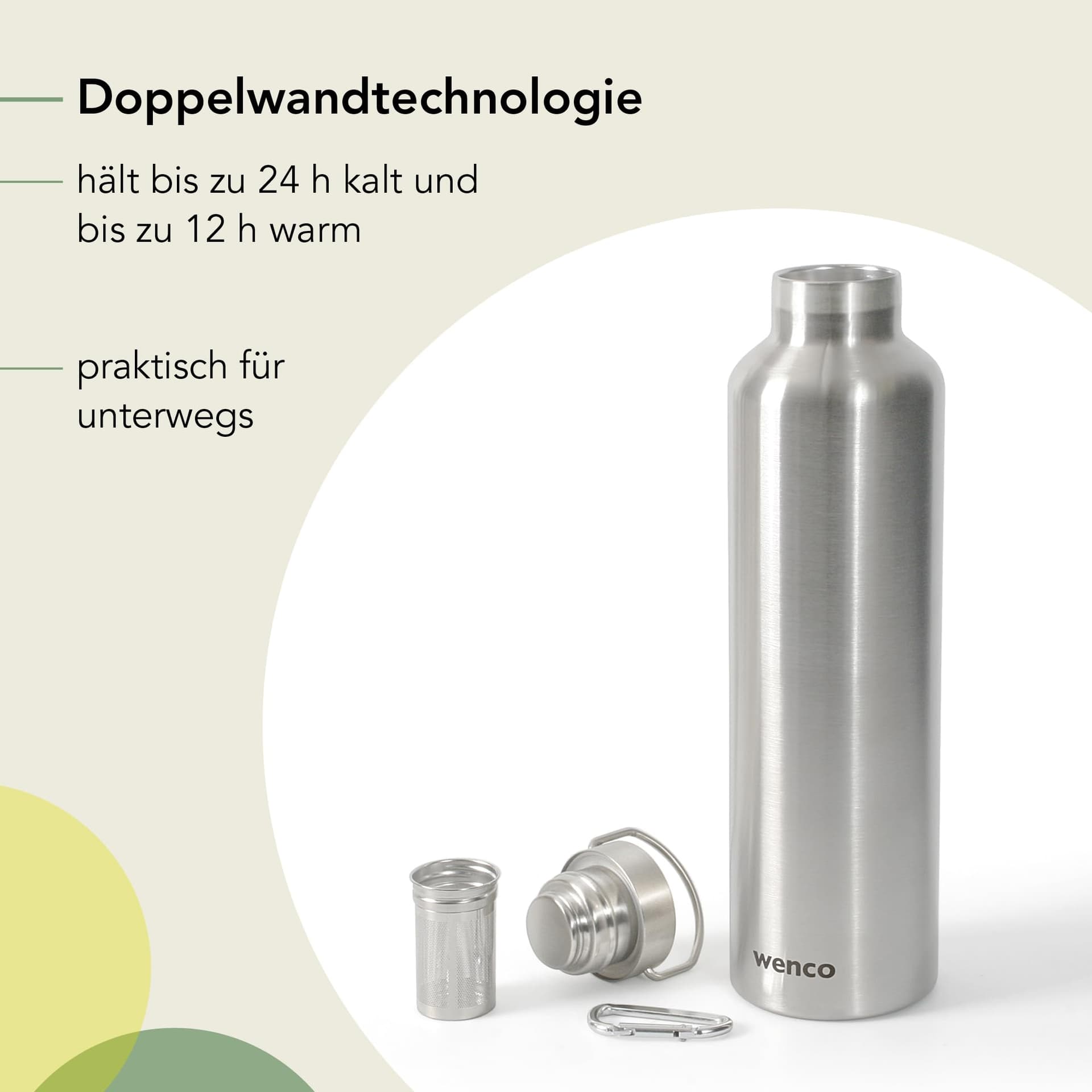 wenco Trinkflasche Edelstahl 1l – Bild 3