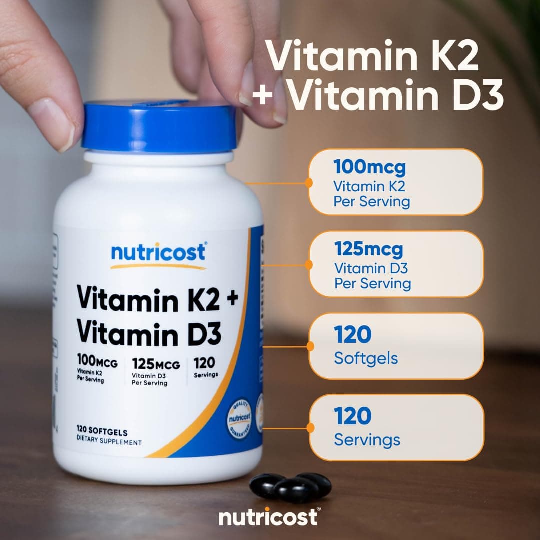 Nutricost Vitamin D3 + K2 (5000 IU D3 / 100mcg MK7) – Bild 6
