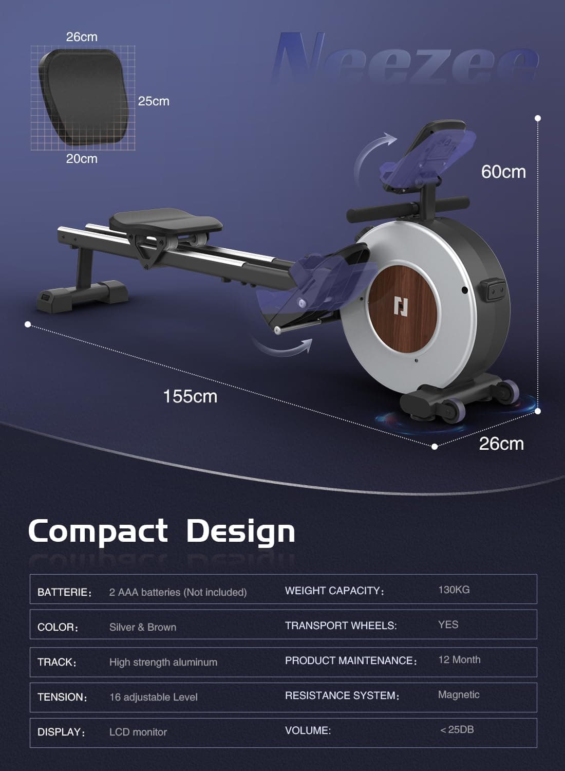 Neezee Rowing Machine for Home Gym – Bild 7