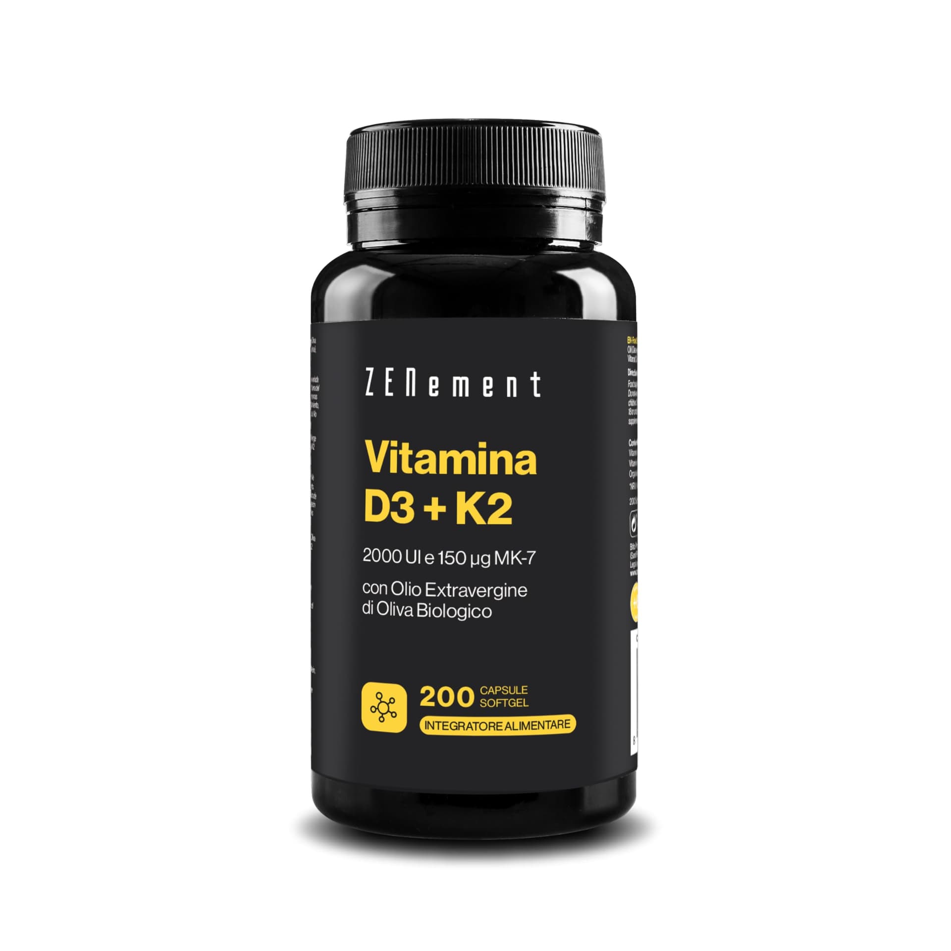 Zenement Zenement | Vitamina D3 + K2, Colecalciferolo (2000 UI) & MK-7 (150 μg), 200 Capsule