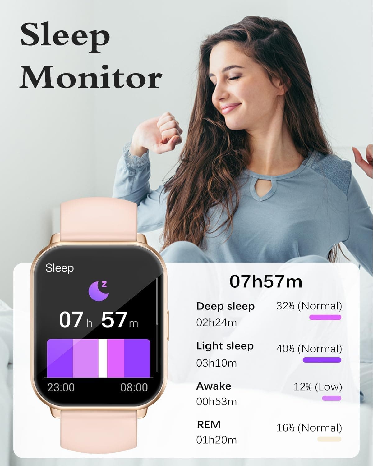 RUIMEN Montre Connectée Femme Appel Bluetooth Lecteur de – Bild 6