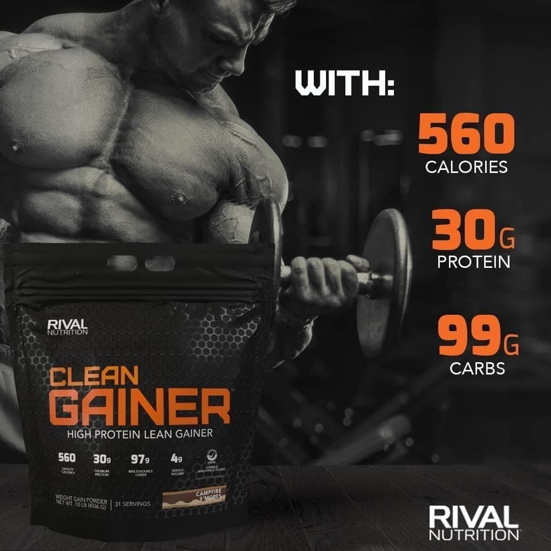 Rivalus Clean Gainer | High Protein Lean Mass Gainer Powder | 560 Calories, 30g – Bild 3