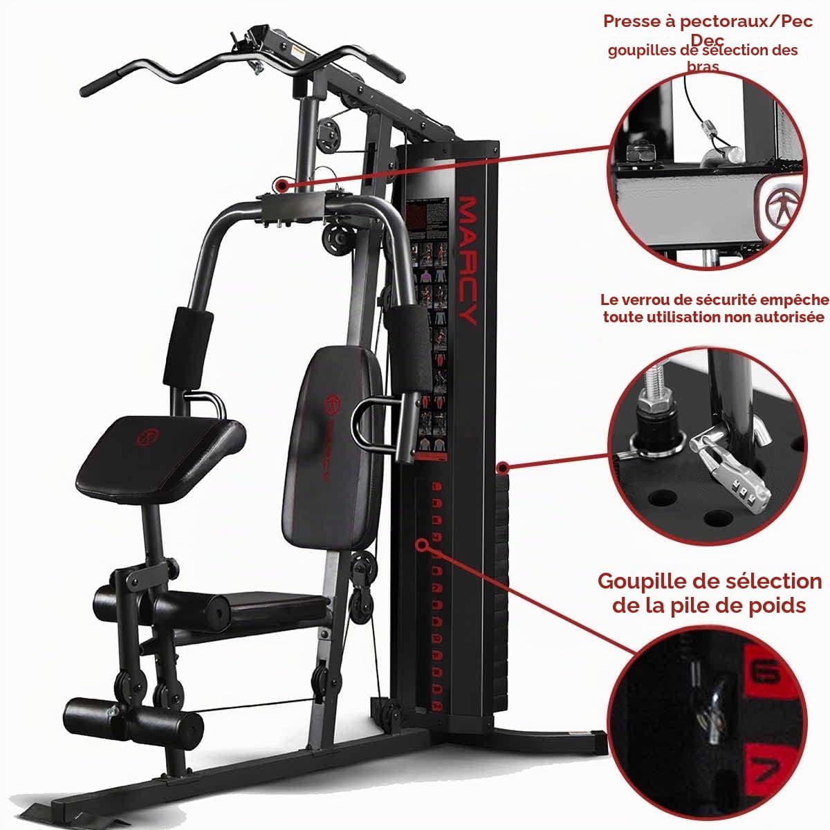 MARCY Appareil à Charges guidées Eclipse HG3000 Compact Home Gym - Tour de Poids de 68 kg – Bild 3