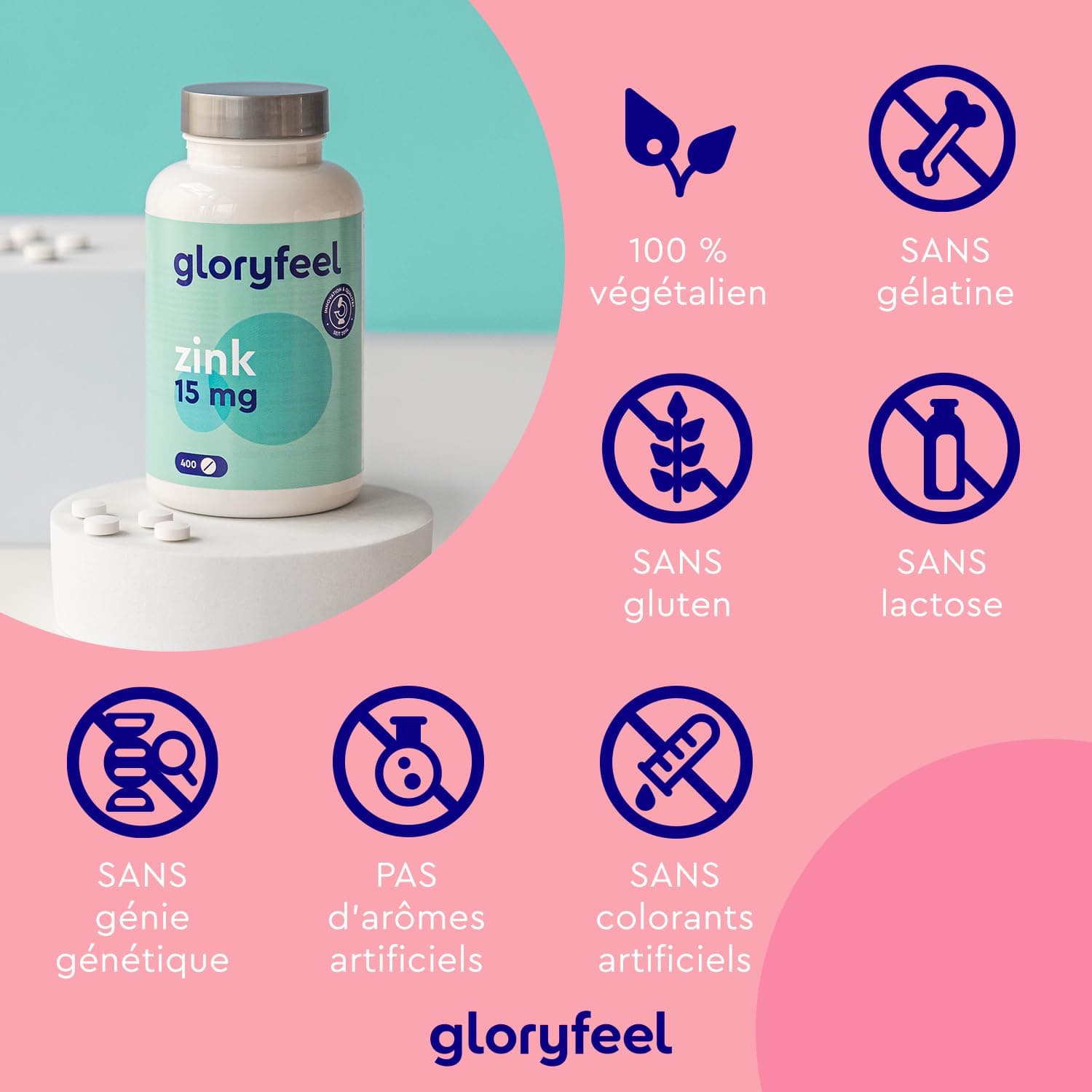 Gloryfeel Zinc, 400 Comprimés – Bild 2