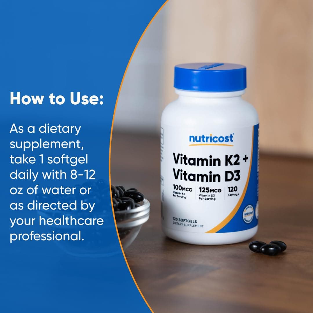 Nutricost Vitamin D3 + K2 (5000 IU D3 / 100mcg MK7) – Bild 7