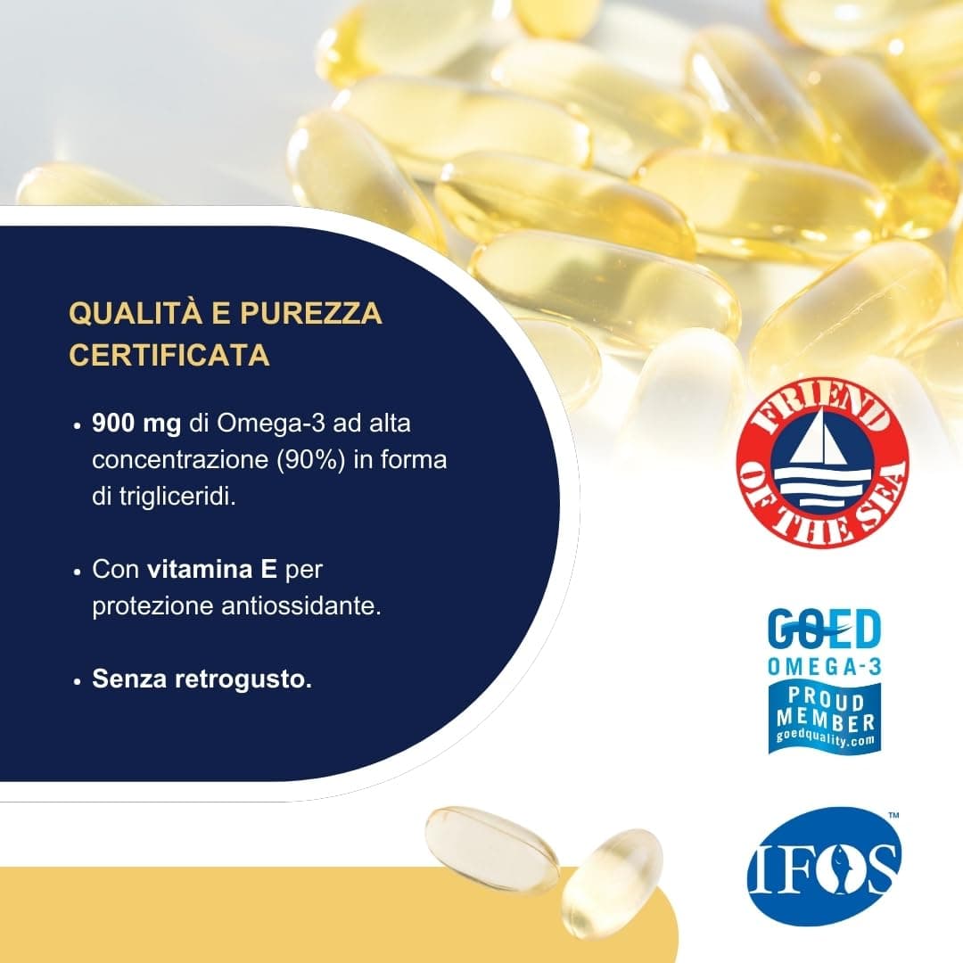 Omegor Omega 3 IFOS 5 Stelle 90 cps - Olio di Pesce Omega 3 1000mg – Bild 2