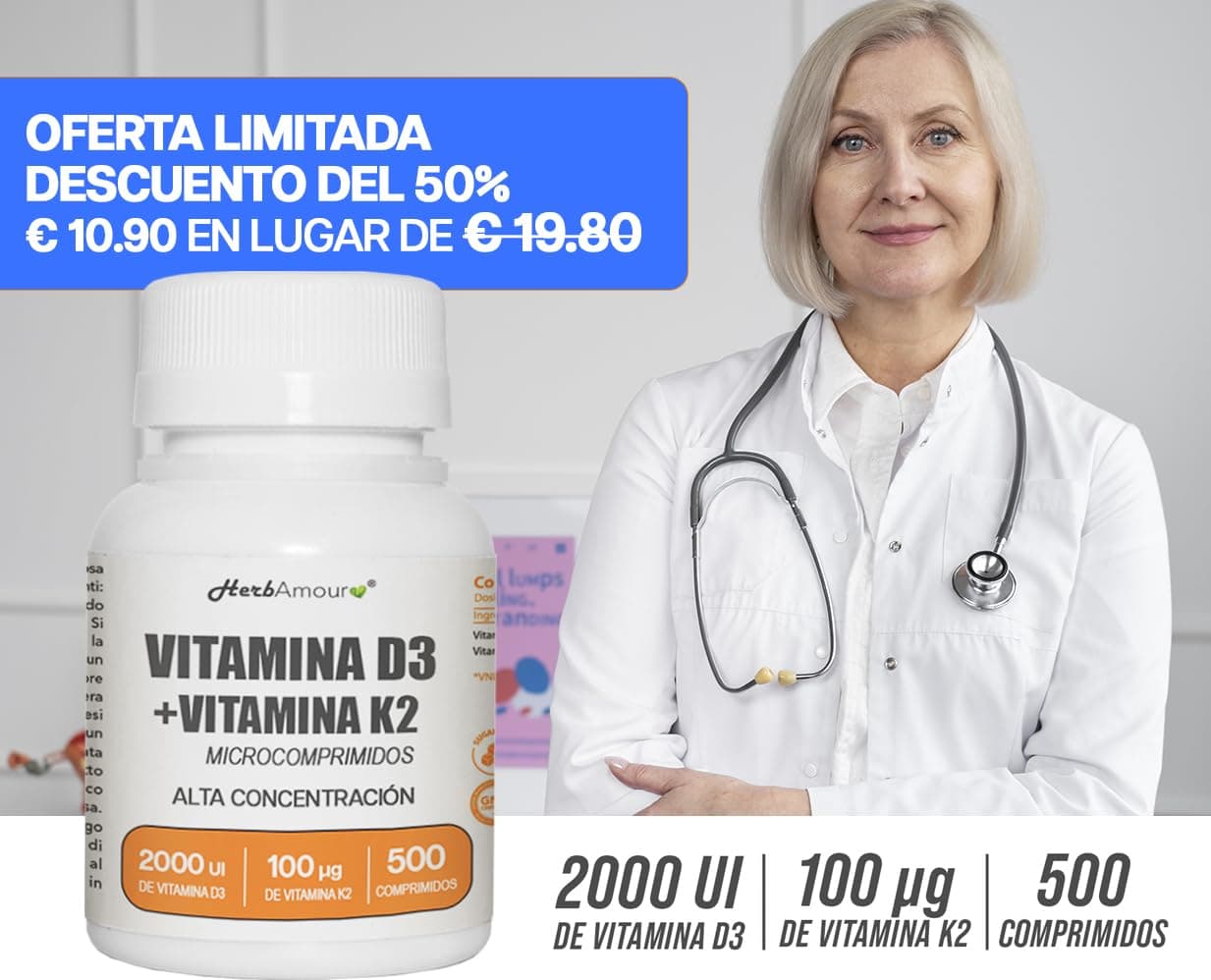 HerbAmour VITAMINE D3 K2 (Stock Pour 1 an et 4 Mois) 500 – Bild 5