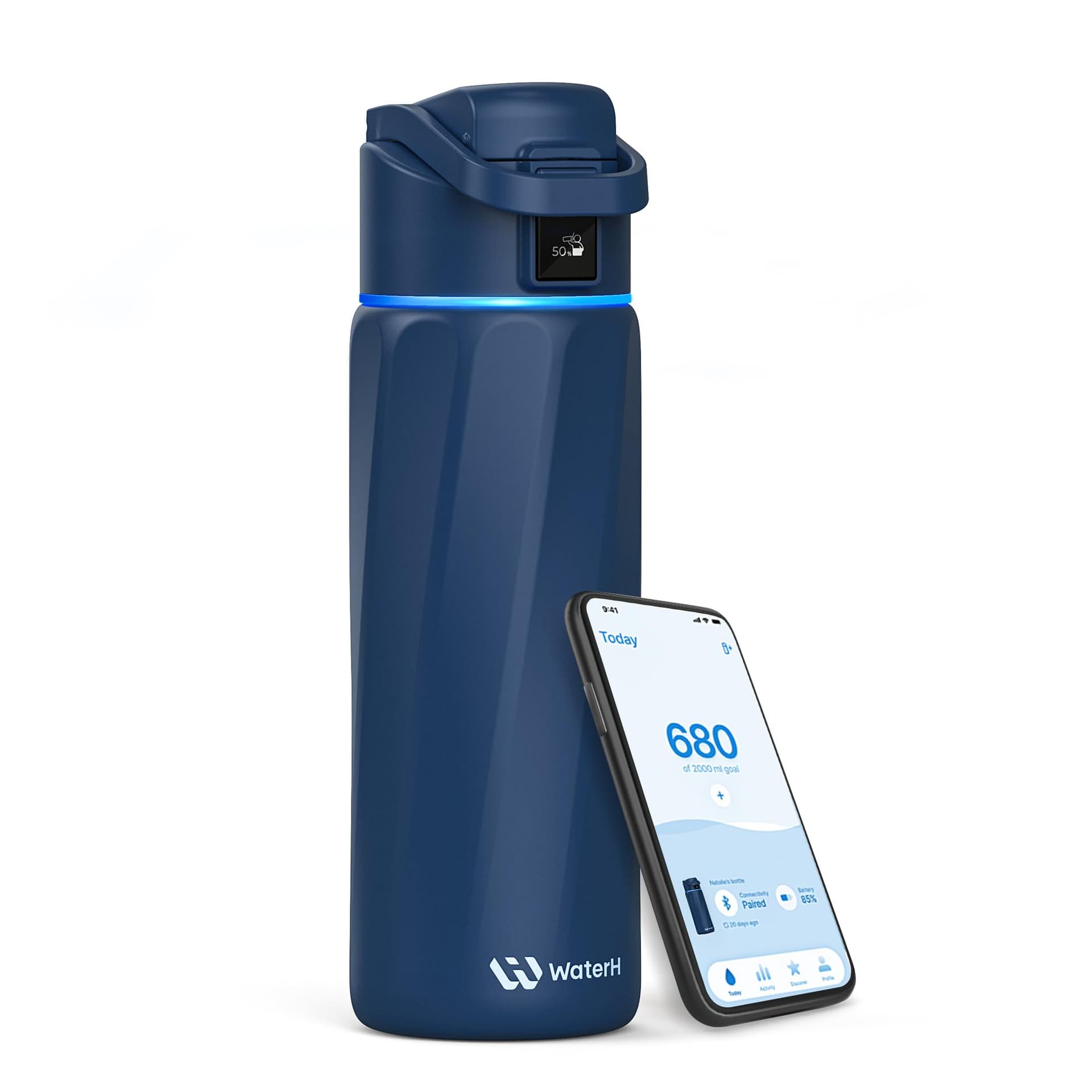 WATERH BOOST Smart Water Bottle that Reminds You to Drink, 710 ml