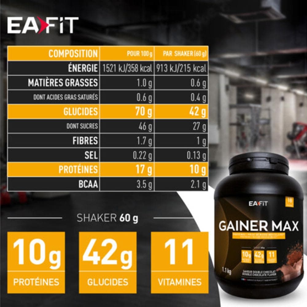 Eafit GAINER MAX - Double chocolat - 1,1 kg – Bild 2