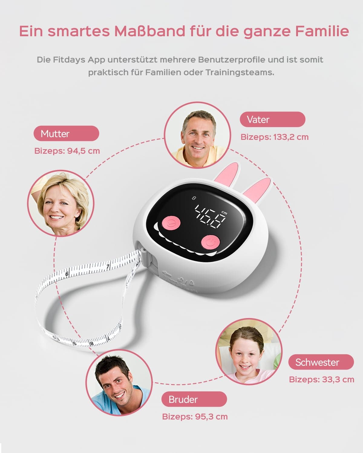 Tychesy Smart Körpermaßband mit niedlicher Kaninchenkopf – Bild 6