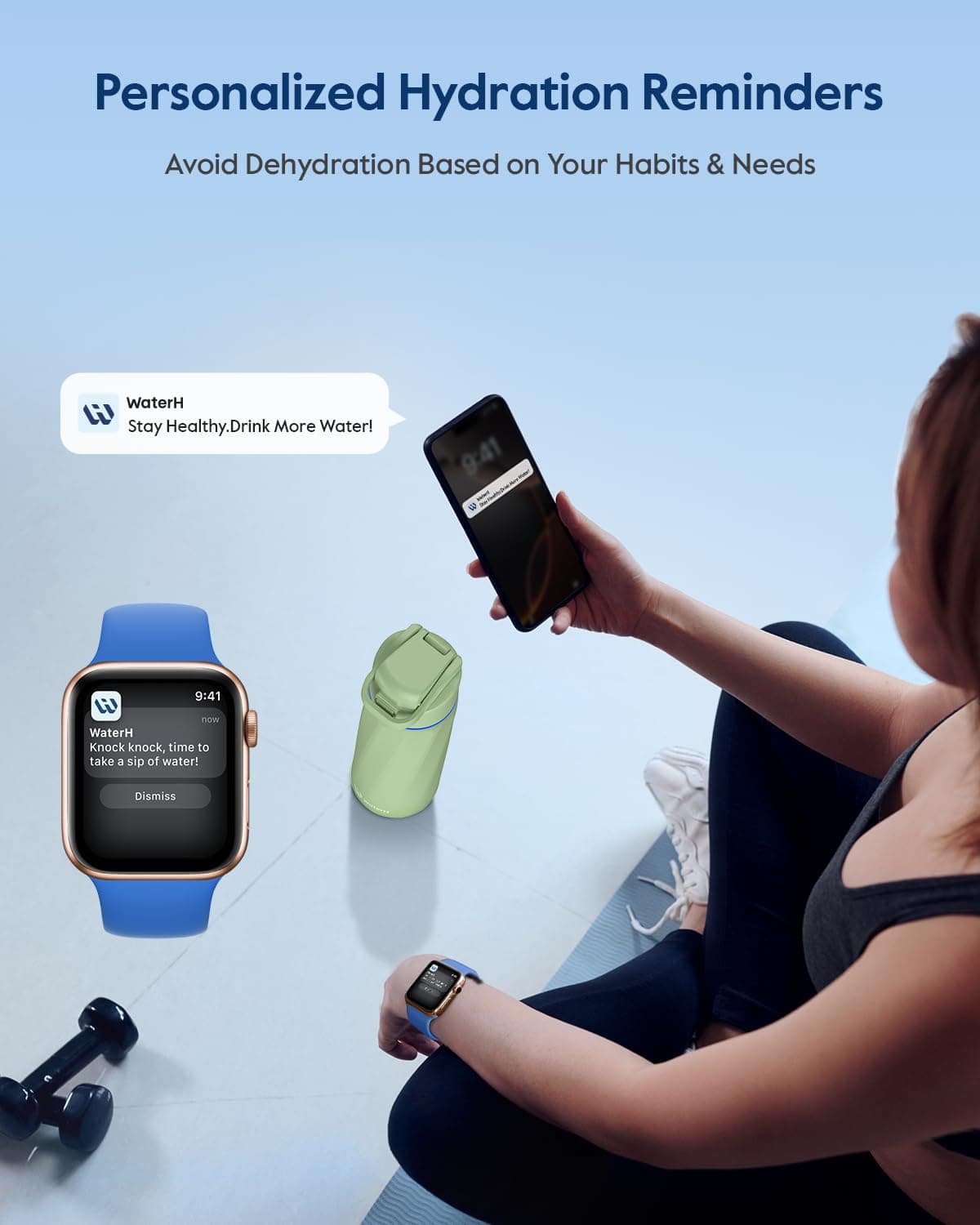 WATERH BOOST Smart Water Bottle that Reminds You to Drink, 710 ml – Bild 3