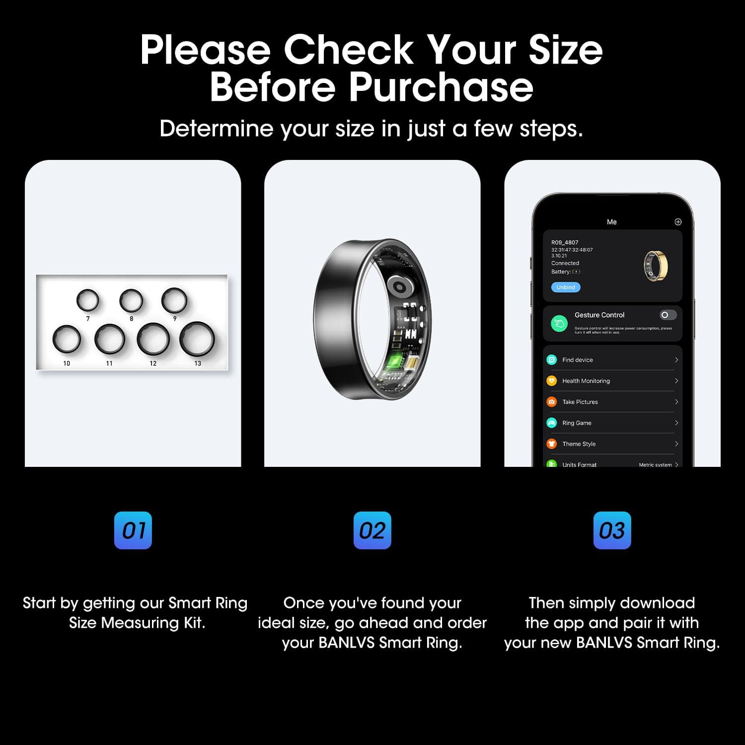 BANLVS Smart Ring für Herren Damen – Bild 2