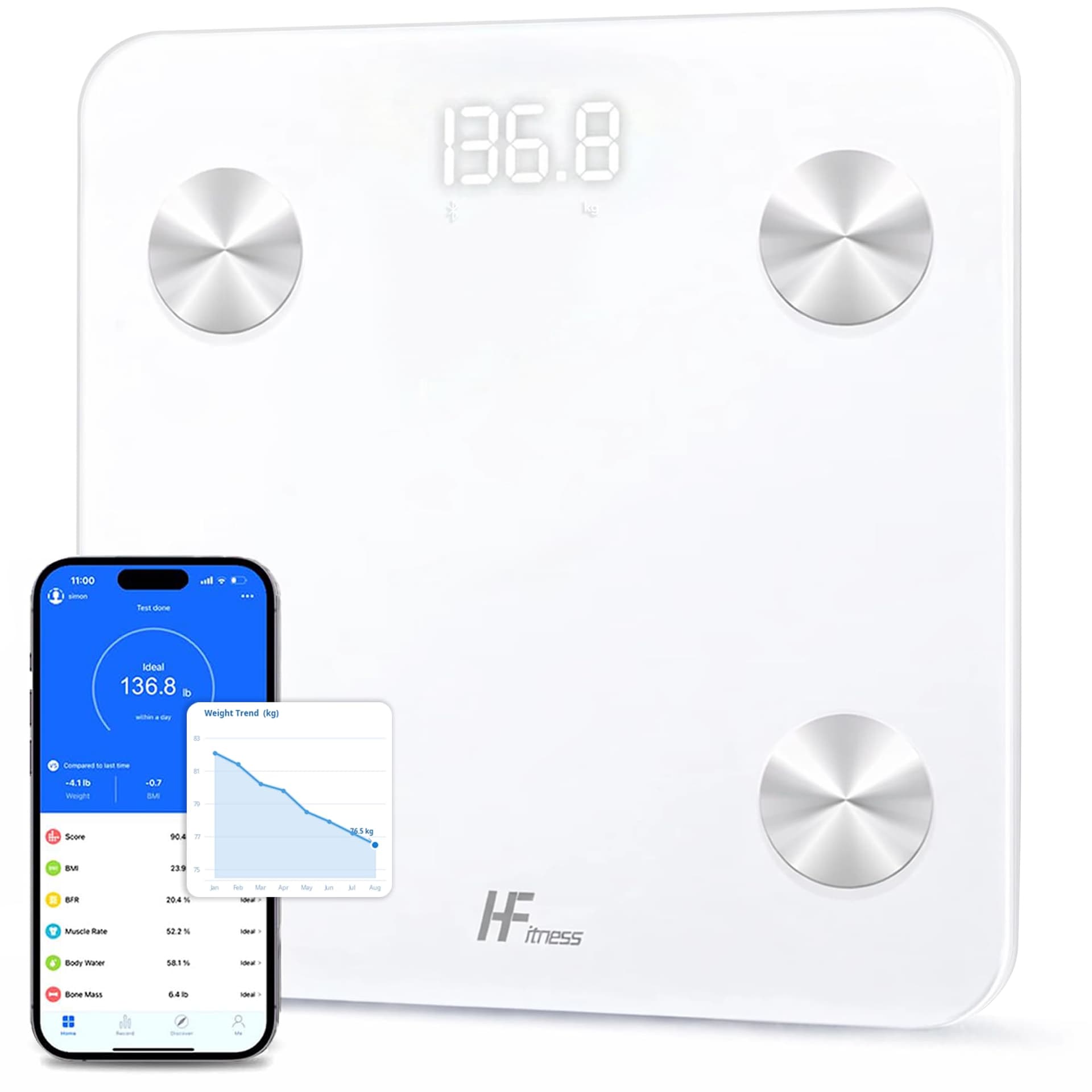 HomeFashion HomeFashion HFitness Báscula Inteligente de Grasa Corporal