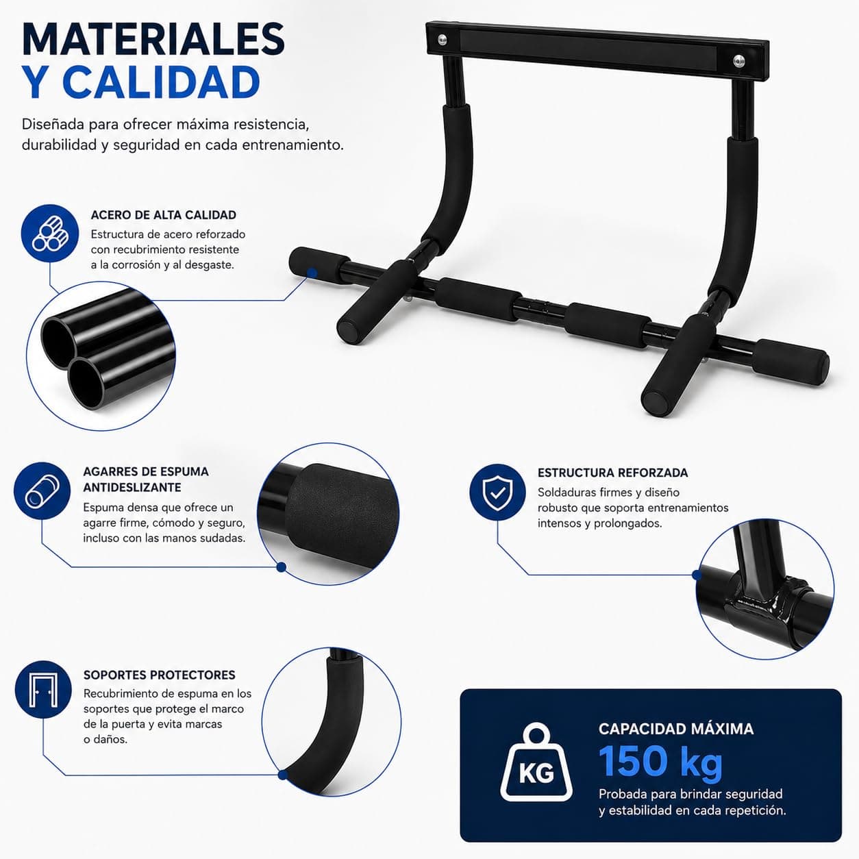 CABLEPELADO Barra dominadas para entrenamiento de fuerza – Bild 6