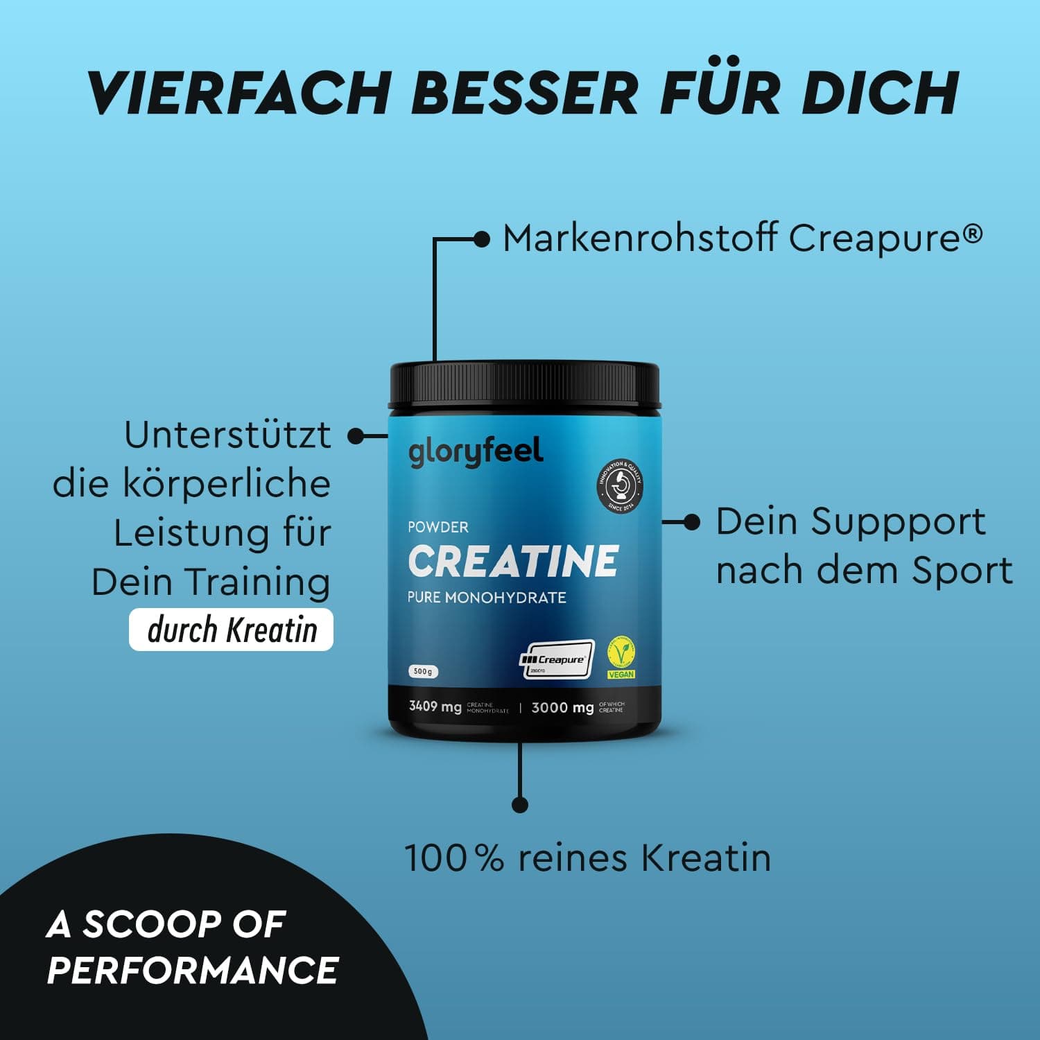 Gloryfeel Creatin Monohydrat 500g – Bild 2