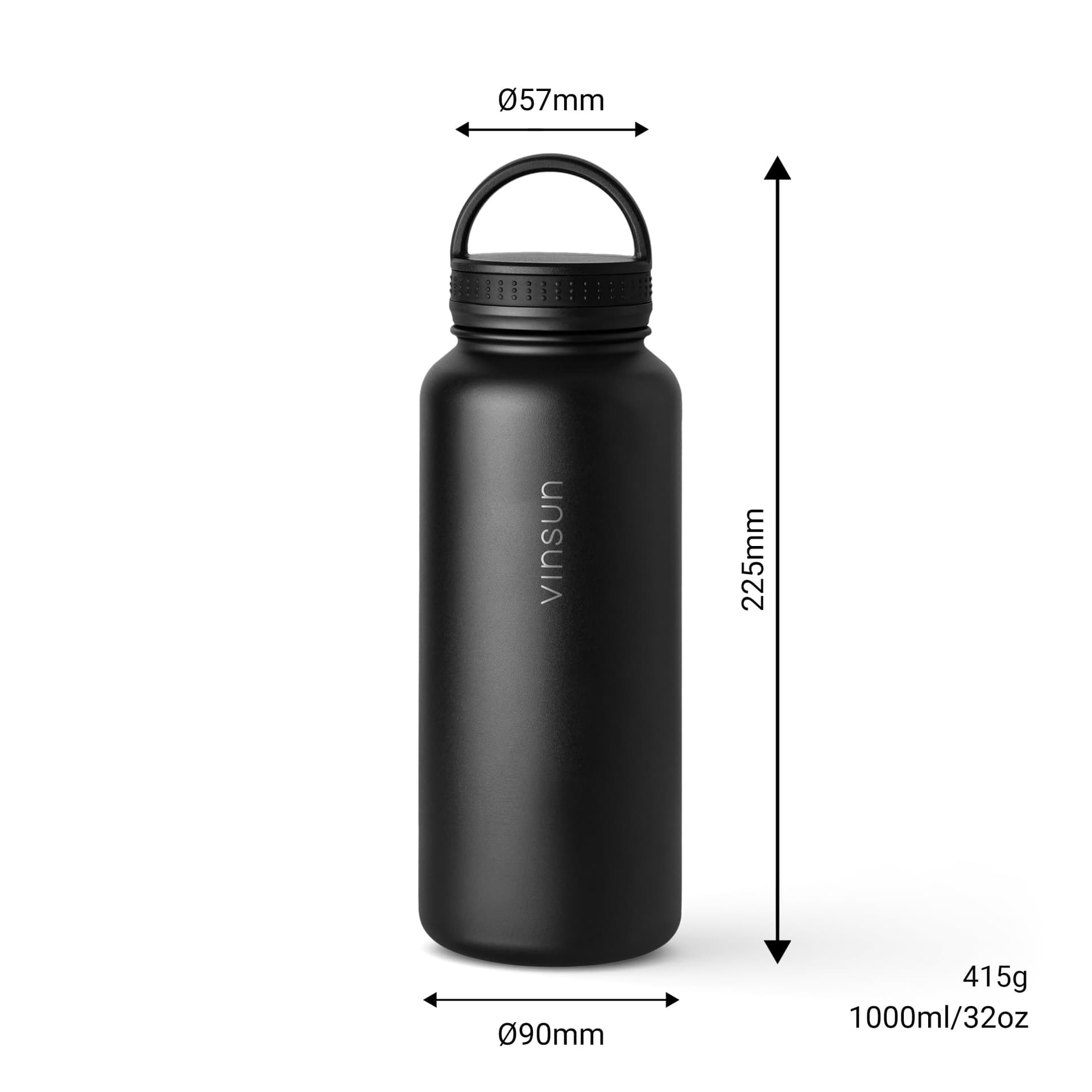 VINSUN Thermosflasche schwarz 1L – Bild 3