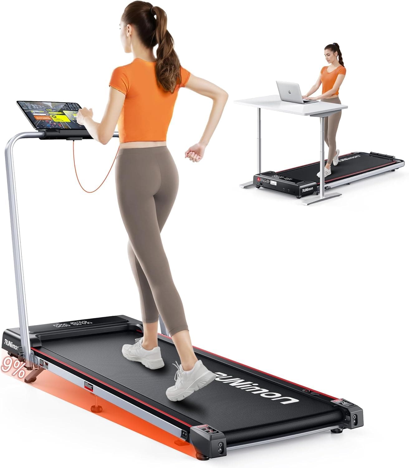 RUNIMON 6 IN 1 Laufband für Zuhause mit Neigung,12km/h Walking Pad
