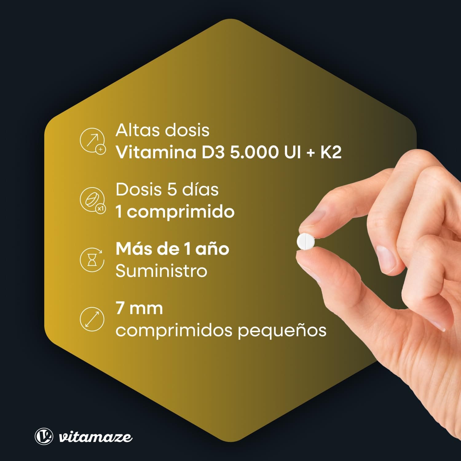 Vitamaze - amazing life Vitamin D3 K2 5000 IE mit Vitamin K2 MK7 All Trans Form, 2+ Jahre Vorrat, 180 Tabletten – Bild 2