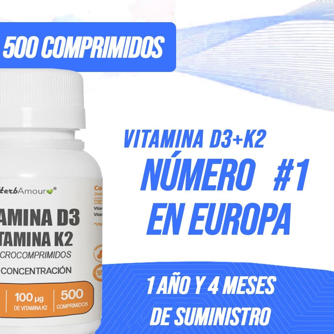HerbAmour VITAMINE D3 K2 (Stock Pour 1 an et 4 Mois) 500 – Bild 4