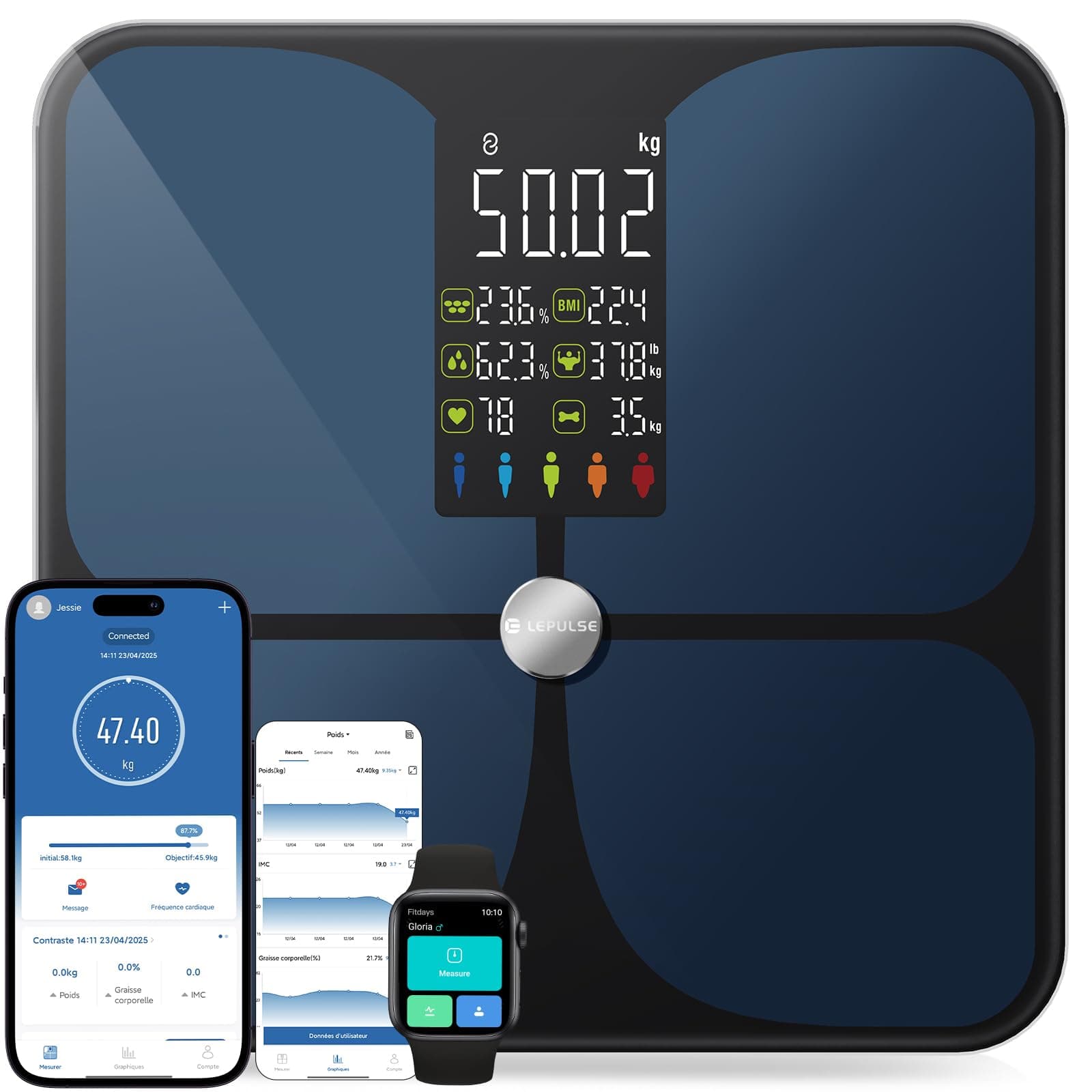 Lepulse Bilancia Pesapersone Digitale con App Bluetooth
