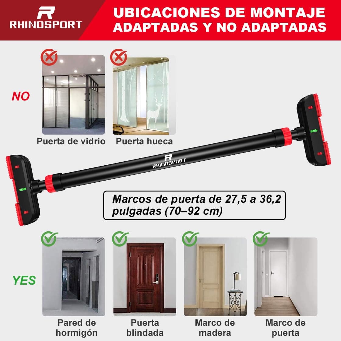 RHINOSPORT Barra de dominadas para puerta – Bild 6