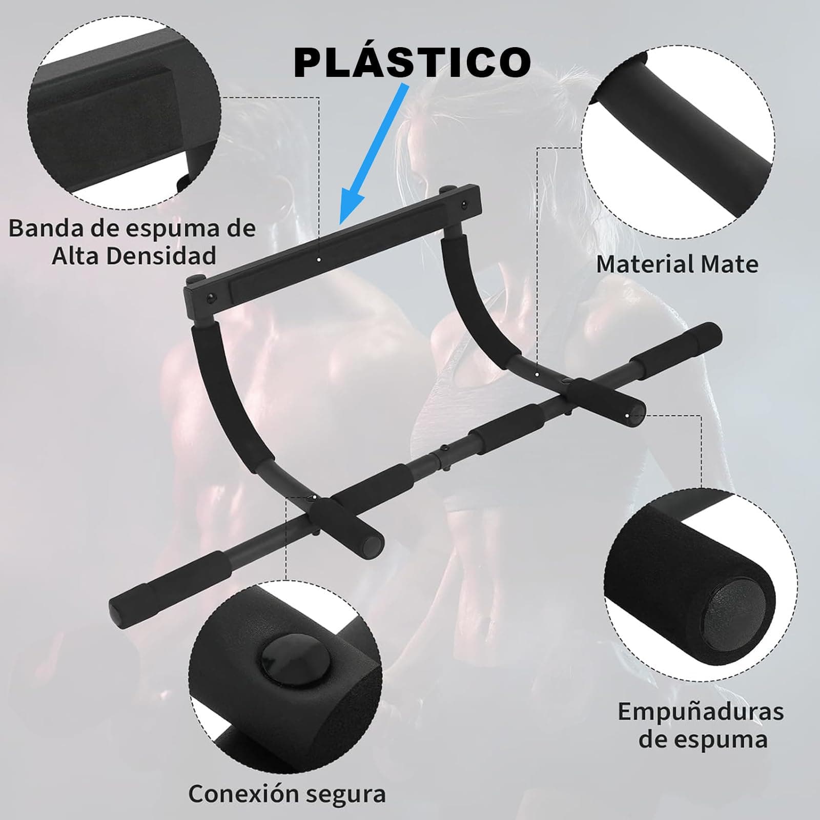 ALLINLIFE Barra de Dominadas Puerta Ajustable 60-100cm – Bild 2