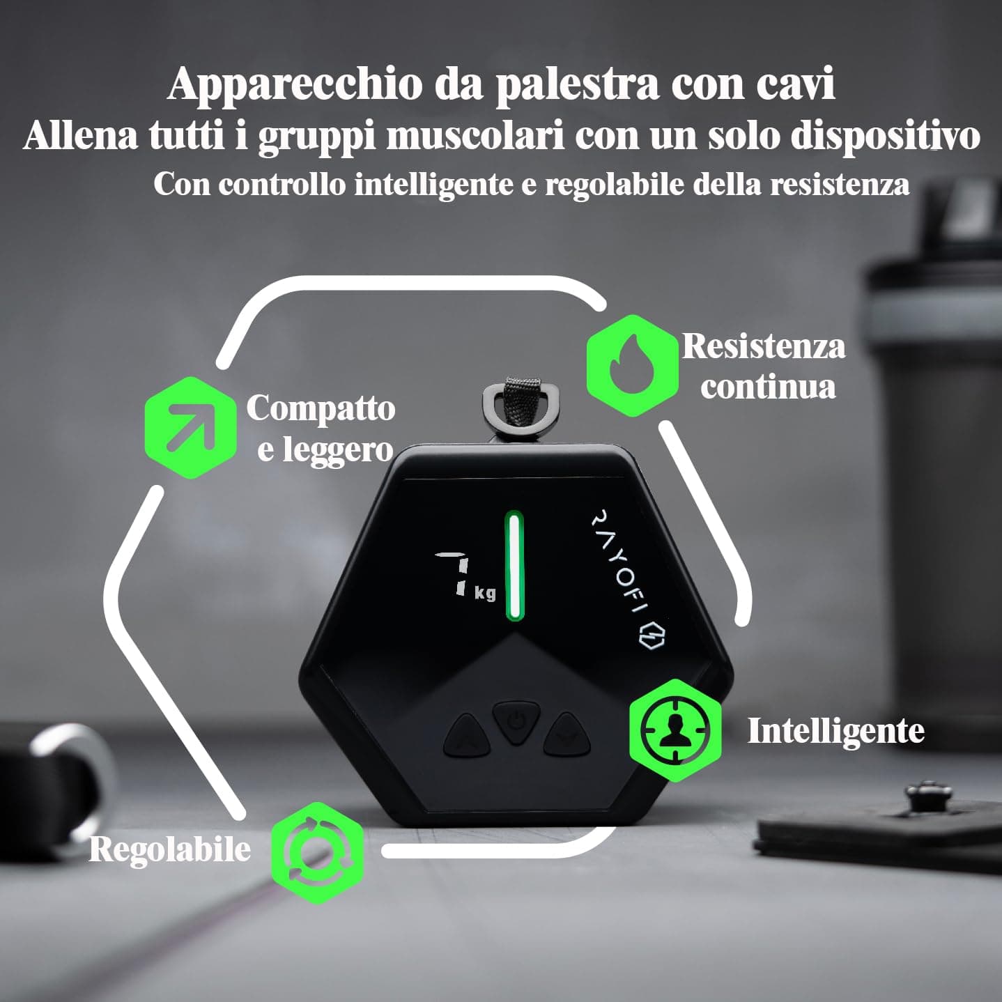 Rayofi Go-Tone Mobile Kraftstation Schwarz, Smart Kabelzug für Zuhause mit App, 30 kg – Bild 5