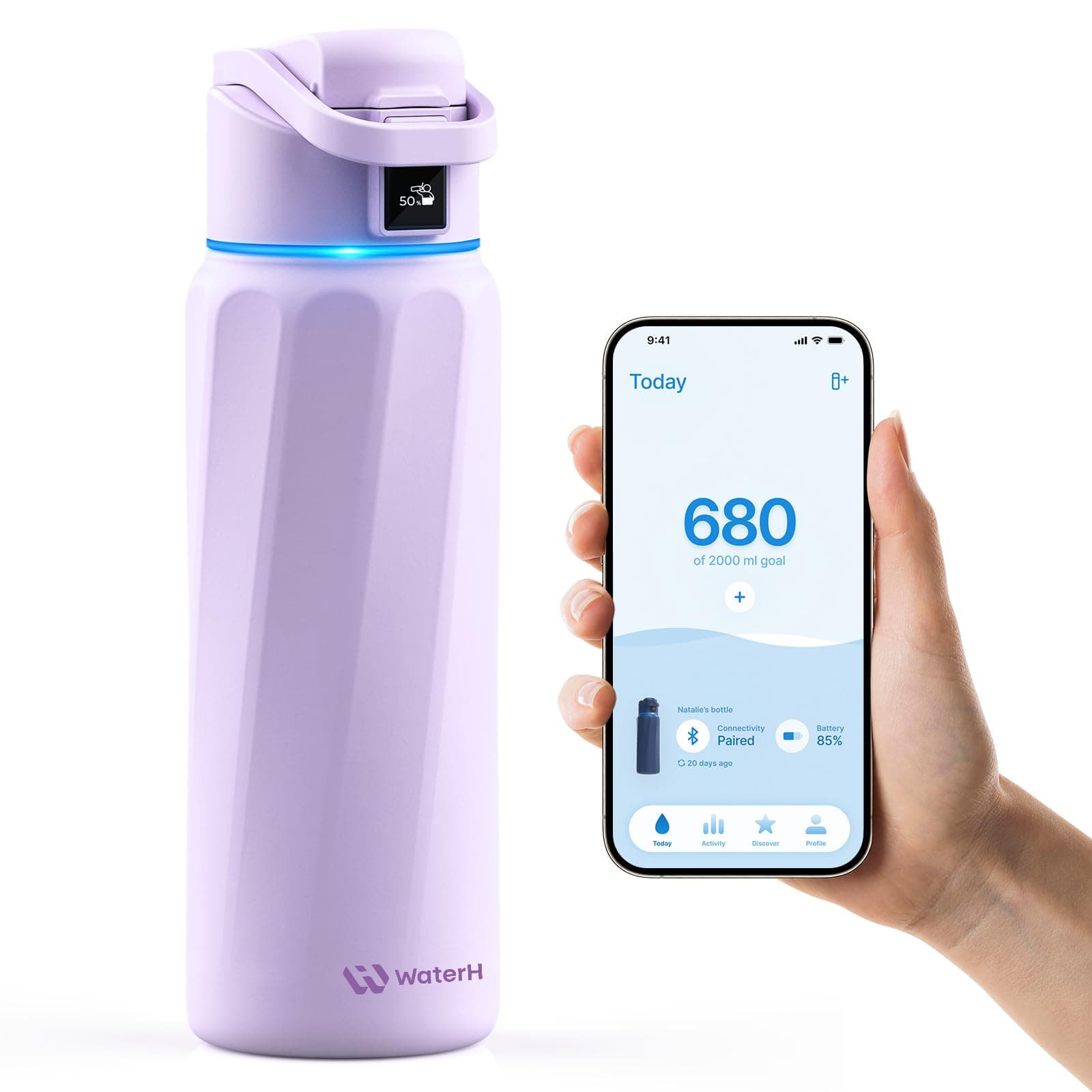 WATERH Boost Smart-Wasserflasche mit Erinnerung an Wasser