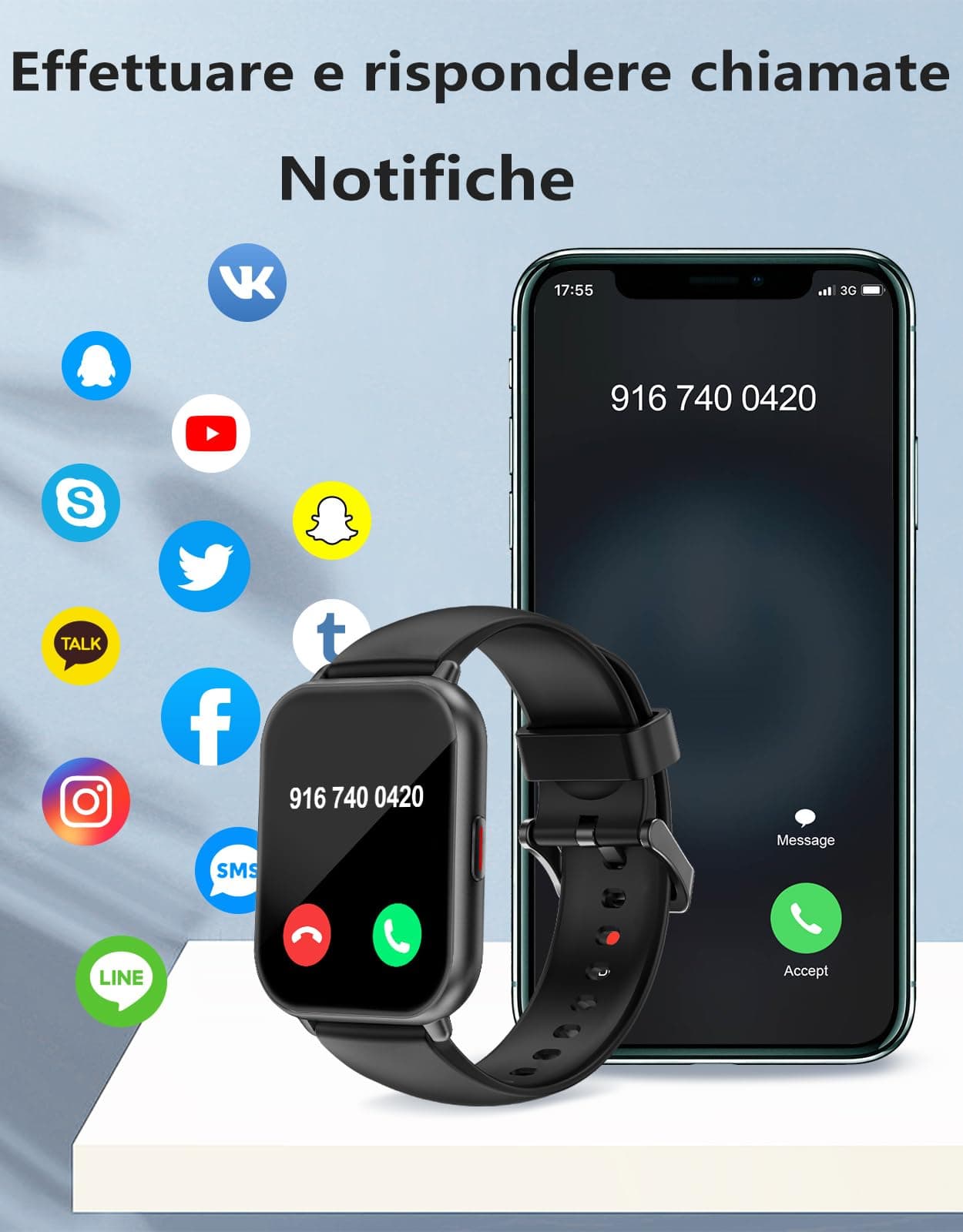 RUIMEN Montre Connectée Homme Femme avec Appel Bluetooth – Bild 3