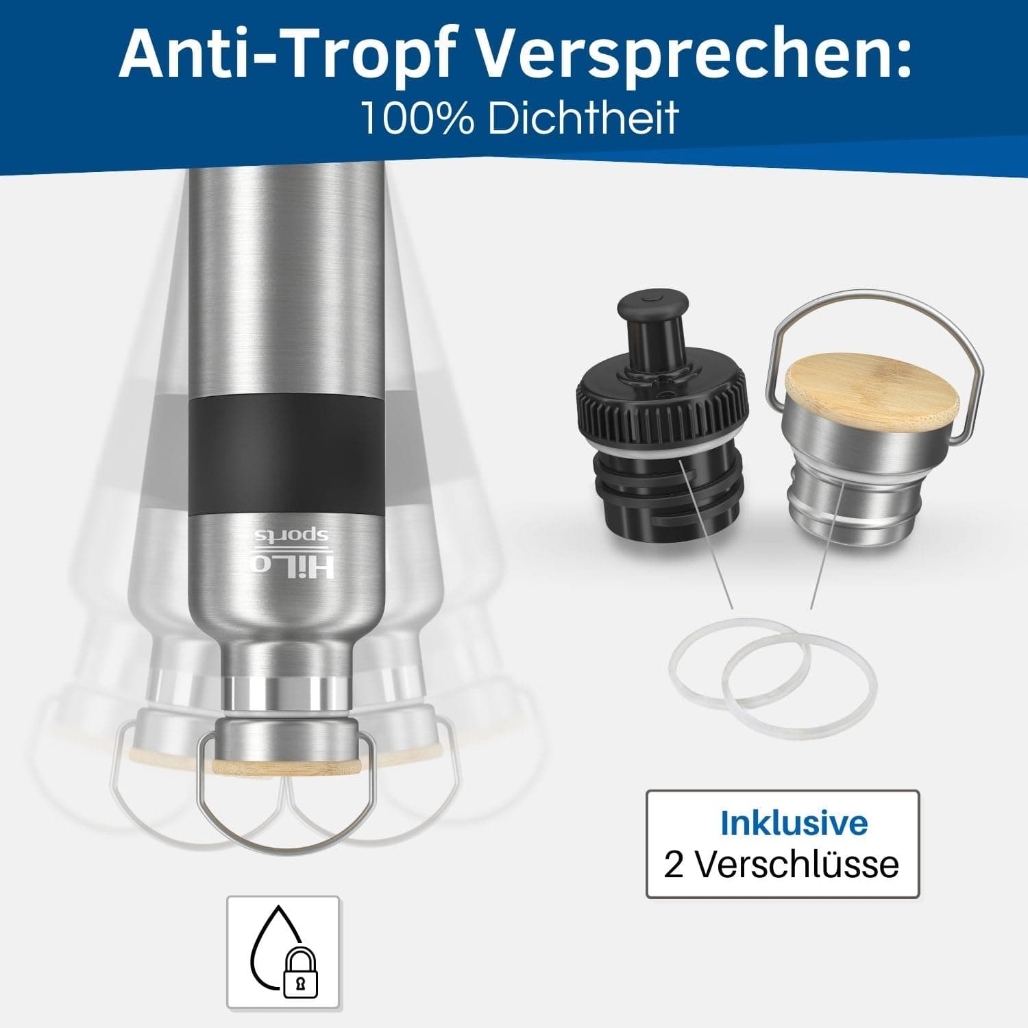 HiLo sports isolierte Trinkflasche Fahrrad Edelstahl 600ml – Bild 5