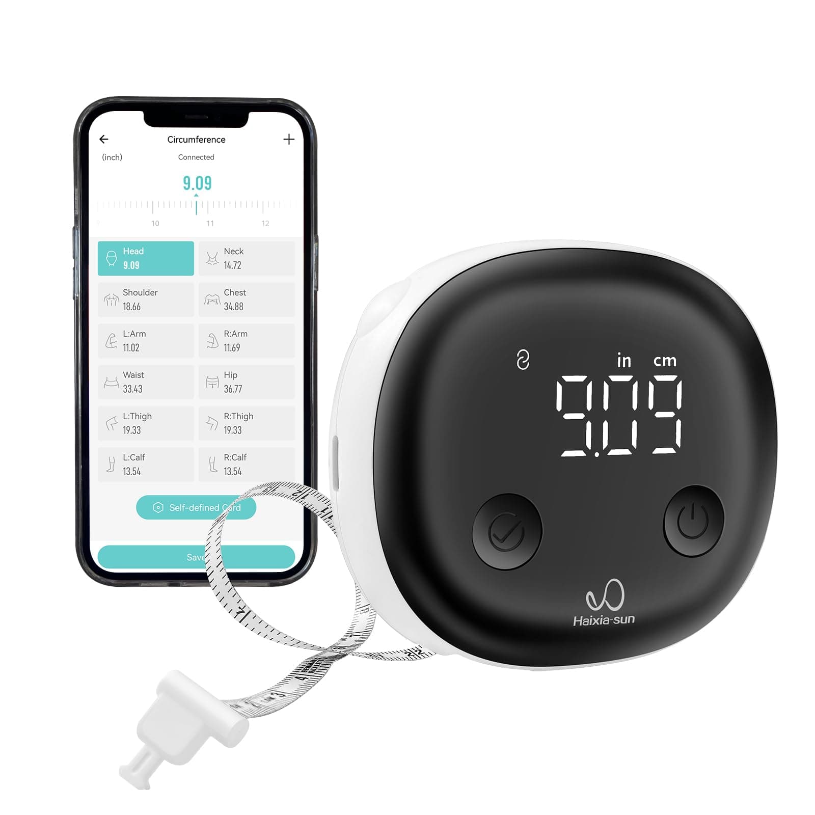 SUNHAIXIA Fitdays Smartes Körpermaßband mit Bluetooth & LED-Bildschirm