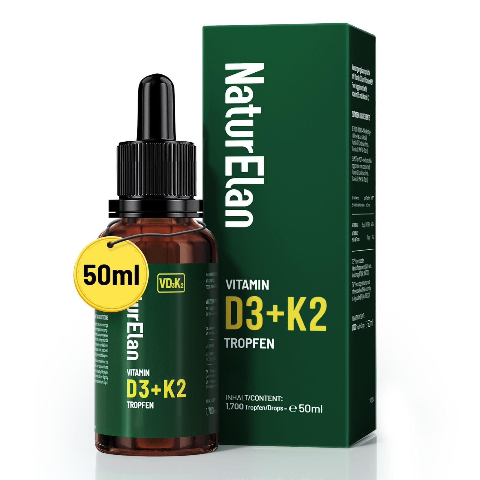 NaturElan Vitamin D3 K2 hochdosiert Tropfen - 50ml