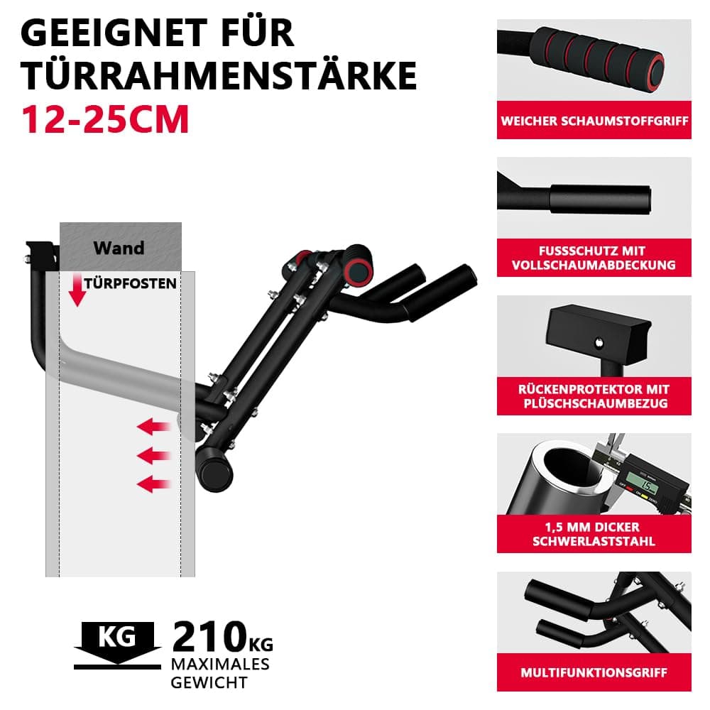 ONETWOFIT Barre de traction pour porte,Avec poignées antidérapantes,Jusqu'à 210 kg – Bild 3