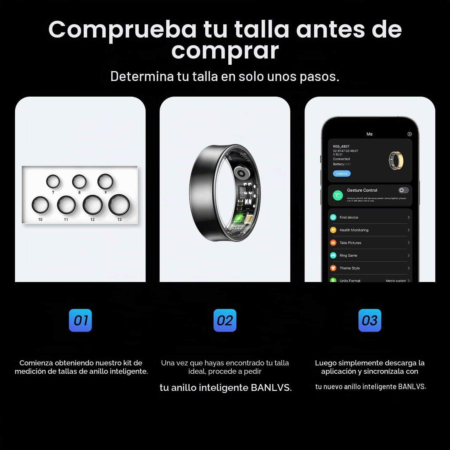 BANLVS Anillo Inteligente Hombre Mujer – Bild 2
