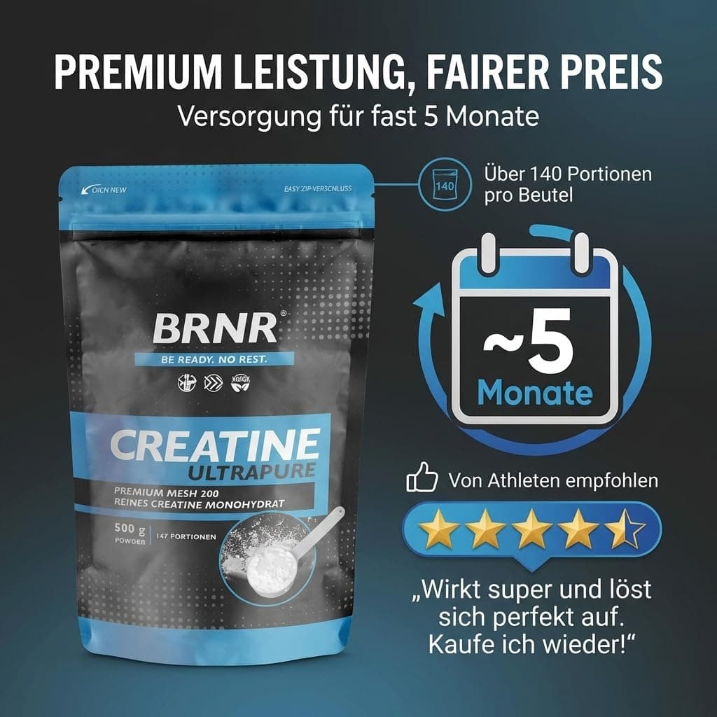 BRNR Creatin Monohydrat Pulver, 500g – Bild 3