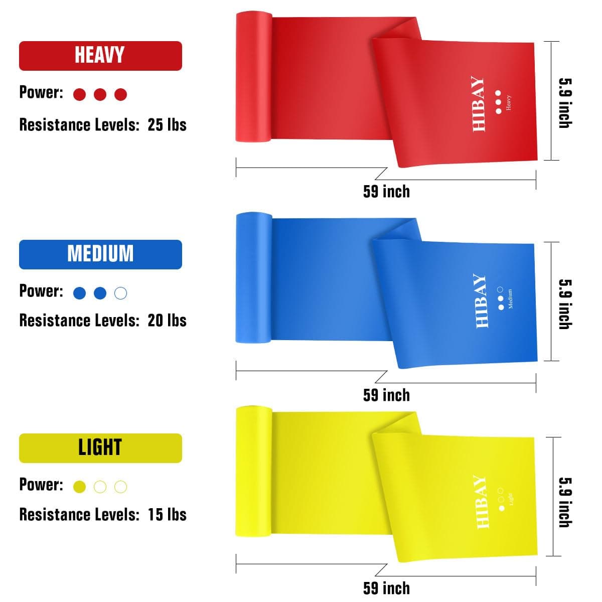 HAIBEI Resistance Bands Set Stretch Band Elastic Exercise – Bild 2