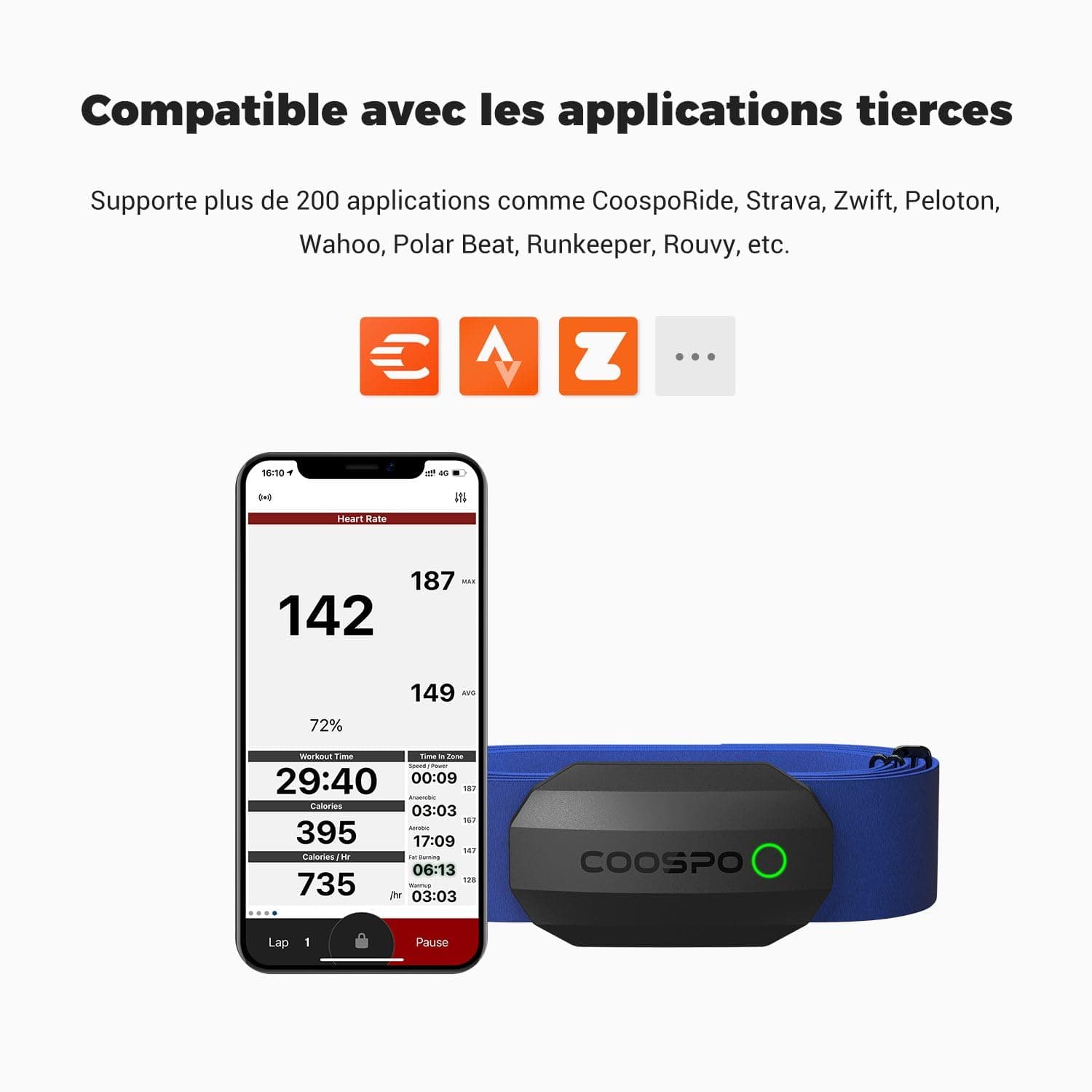 CooSpo H808S Capteur de Fréquence Cardiaque Bluetooth5.0 – Bild 4