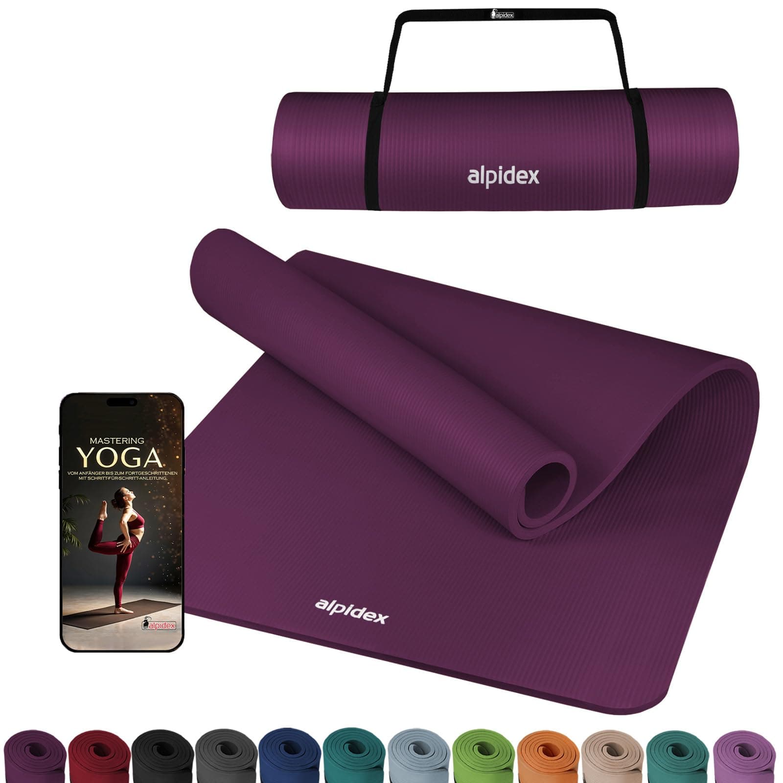 ALPIDEX ALPIDEX Yogamatte Dick 1,5 cm 190x60cm Gymnastikmatte
