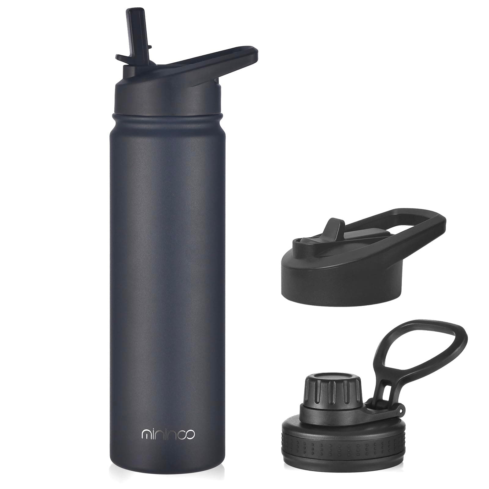 mininoo Insulated Stainless Steel Water Bottle with Straw and Lid for Sports, 24 oz