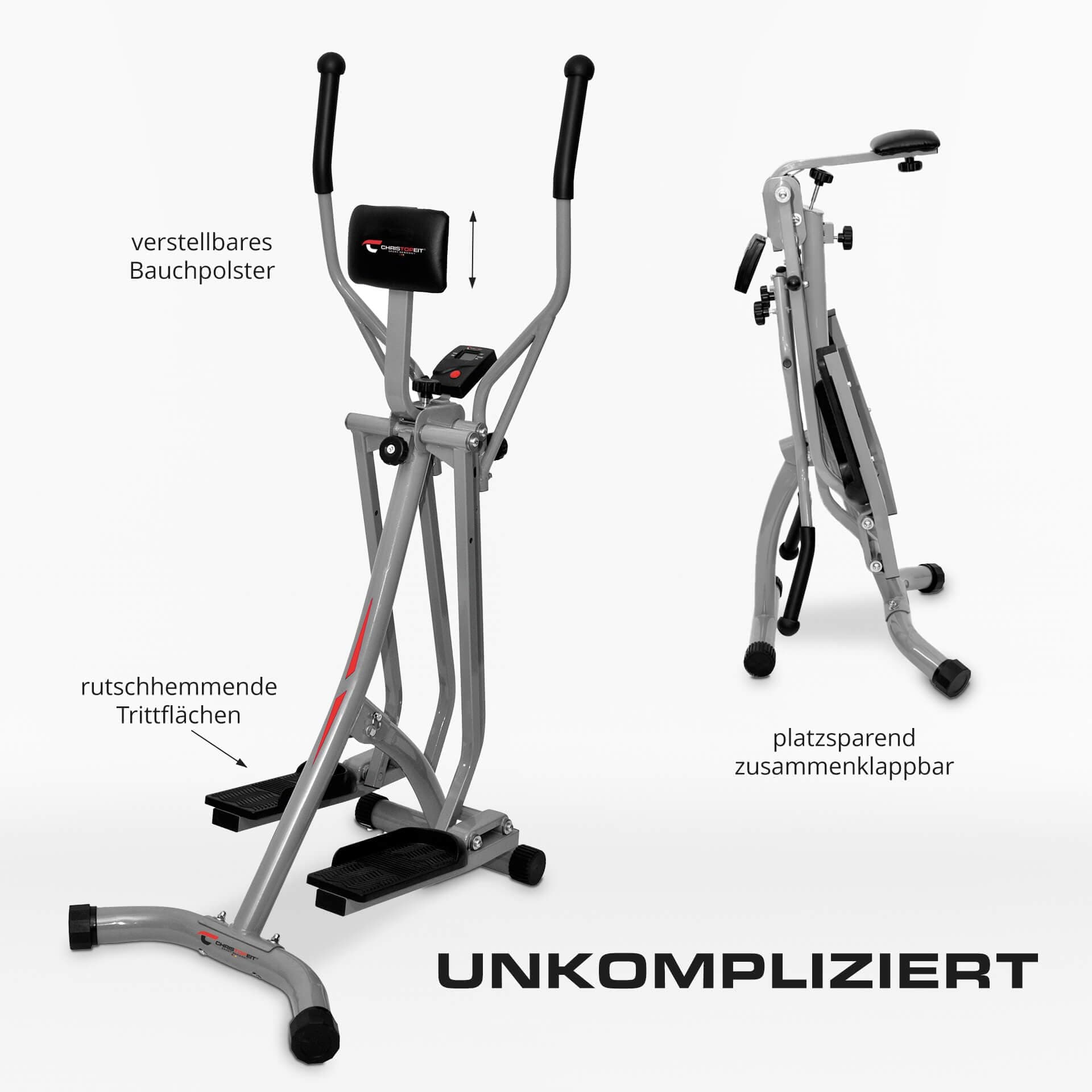 CHRISTOPEIT SPORT GERMANY Christopeit Crosstrainer Walker klappbar, Ellipsentrainer für Zuhause, bis 100kg – Bild 3