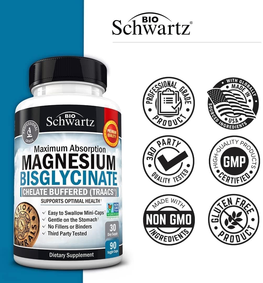 BioSchwartz Magnesium Bisglycinate 100% Chelate No-Laxative Effect – Bild 7
