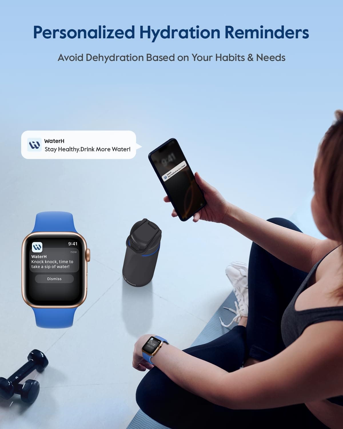 WATERH BOOST Smart Water Bottle that Reminds You to Drink, 710 ml – Bild 3