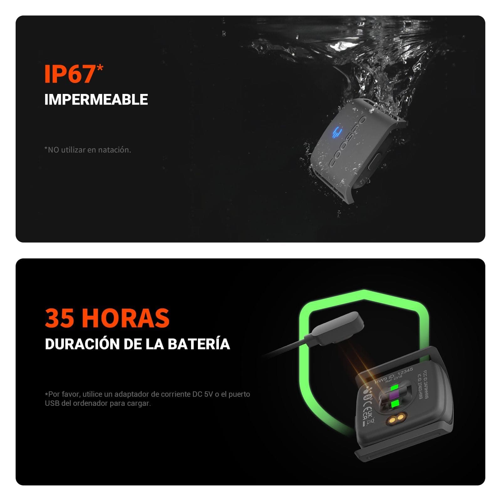 CooSpo HW9 Cardiofréquencemètre Bracelet Bluetooth 5.0 Ant+ – Bild 6