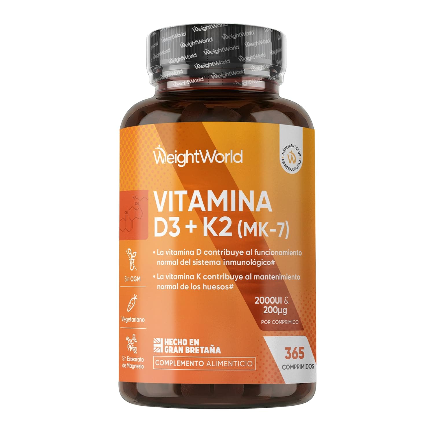 WeightWorld Vitamin D3 K2 2000 IE - 365 Tabletten